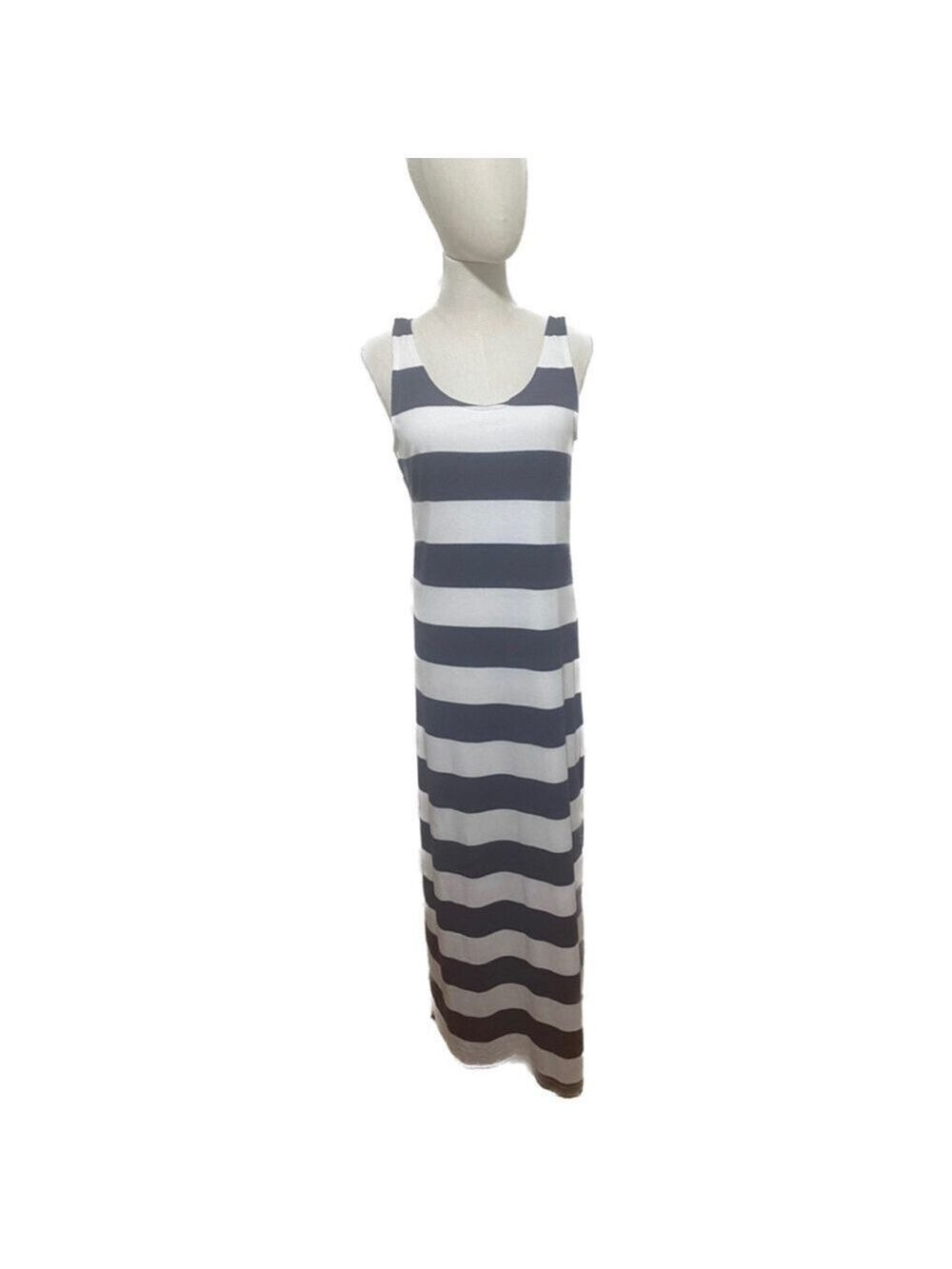 Anthropology THYME & HONEY NAVY BLUE & WHITE STRIPED MAXI LINED DRESS EUC SZ M